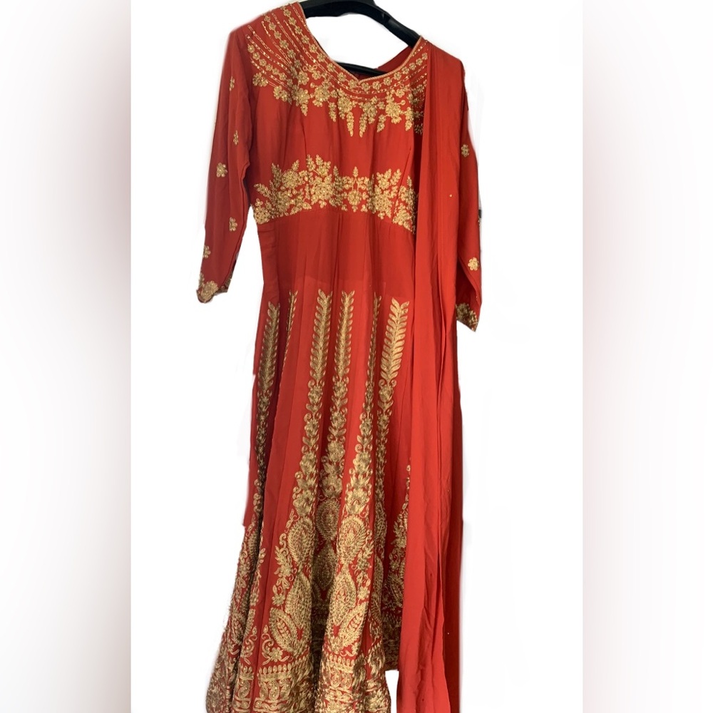 Rust orange Anarkali dress